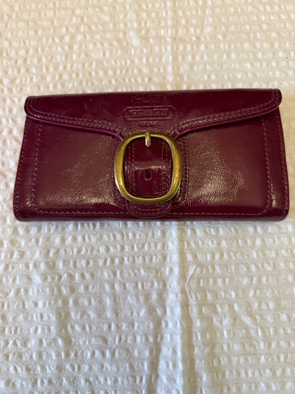 Coach patent purple Leather Buckle Flap Wallet